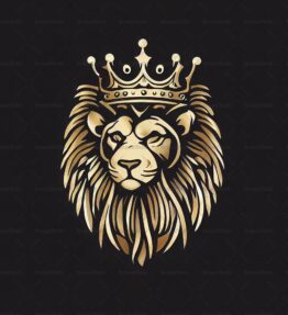 Majestätischer Löwe und Krone